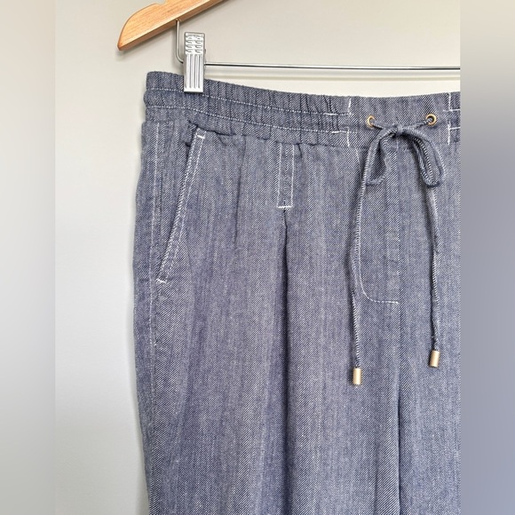Jones New York Women's Size 10 Pants Linen Blend Elastic Waist Nautical Preppy - Picture 4 of 13